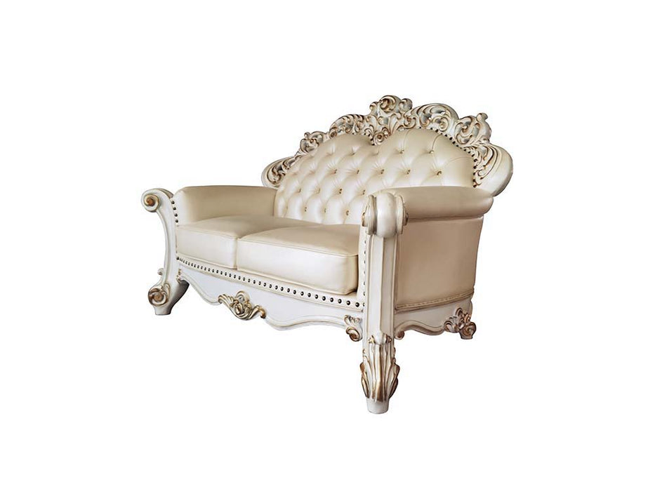 Vendom - Loveseat - Champagne PU & Antique Pearl Finsih