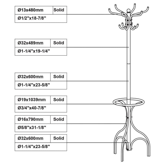 Coat Rack With 12 Hooks Black