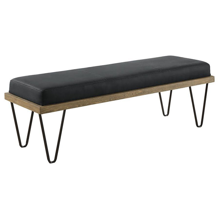 Blue - Upholstered Bench With Hairpin Legs Black