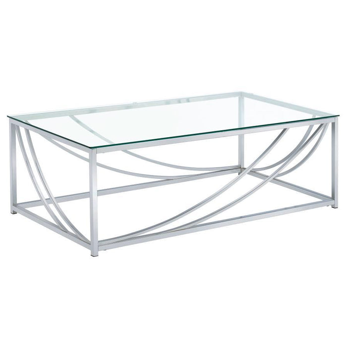 Living Room: Glass Top Occasional Tables - Glass Top Rectangular Coffee Table Accents Chrome