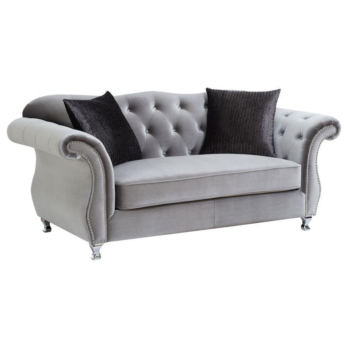 Silver - Frostine Button Tufted Loveseat Silver