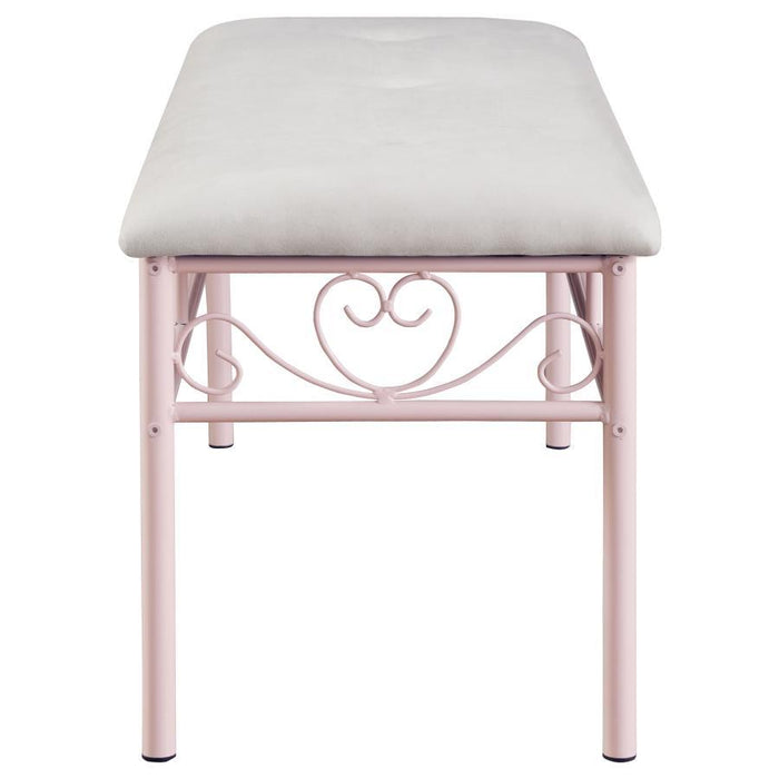 Massi Collection - White - Massi Tufted Upholstered Bench Powder Pink