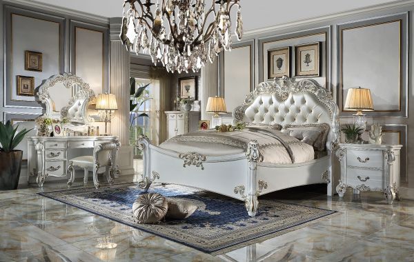 Vendome - Ck Bed - PU & Antique Pearl Finish