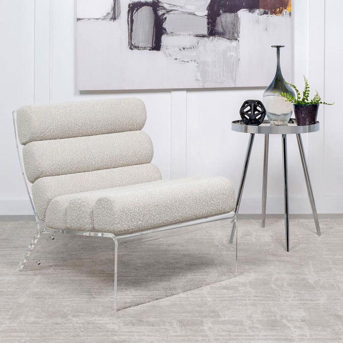 Serreta - Boucle Upholstered Armless Accent Chair With Clear Acrylic Frame