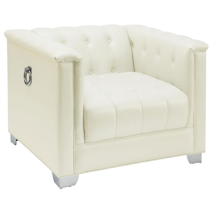 Chaviano Collection - Pearl White - Chaviano Tufted Upholstered Chair Pearl White