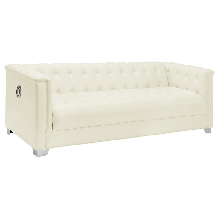 Chaviano Collection - Pearl White - Chaviano Tufted Upholstered Sofa Pearl White