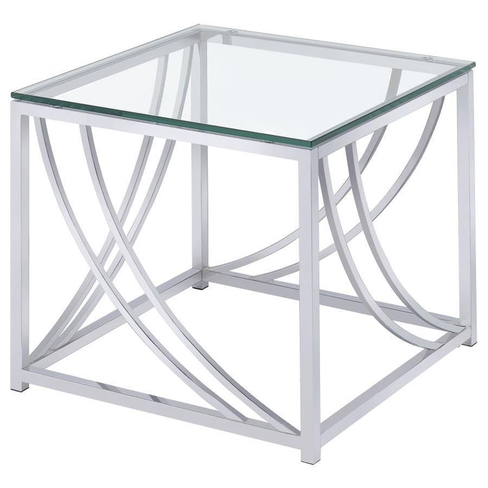 Living Room: Glass Top Occasional Tables - Glass Top Square End Table Accents Chrome