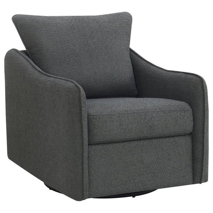 Madia - Boucle Upholstered Swivel Glider Chair - Charcoal Grey