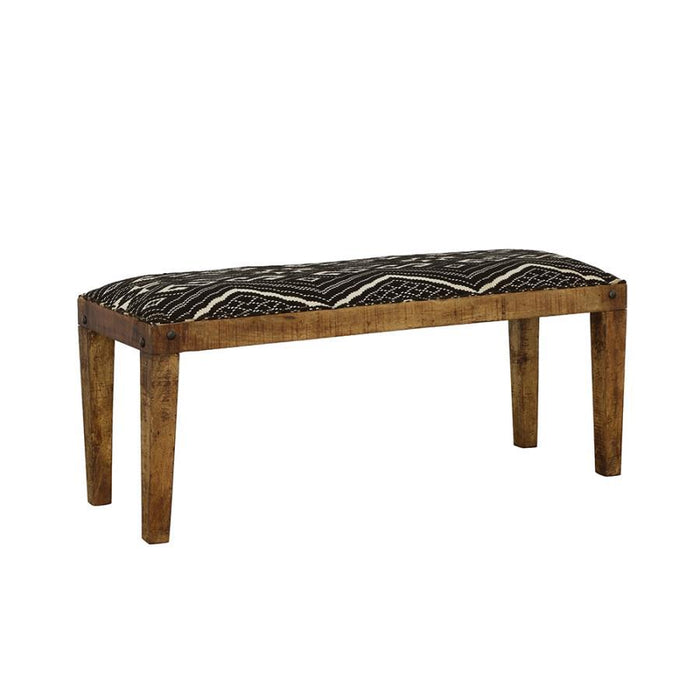 Black - Serene Rectangular Upholstered Bench Natural And Navy