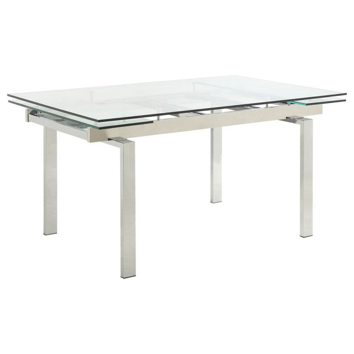 Wexford Collection - Wexford Glass Top Dining Table With Extension Leaves Chrome