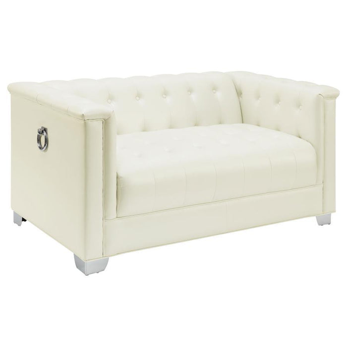 Chaviano Collection - Pearl White - Chaviano Tufted Upholstered Loveseat Pearl White