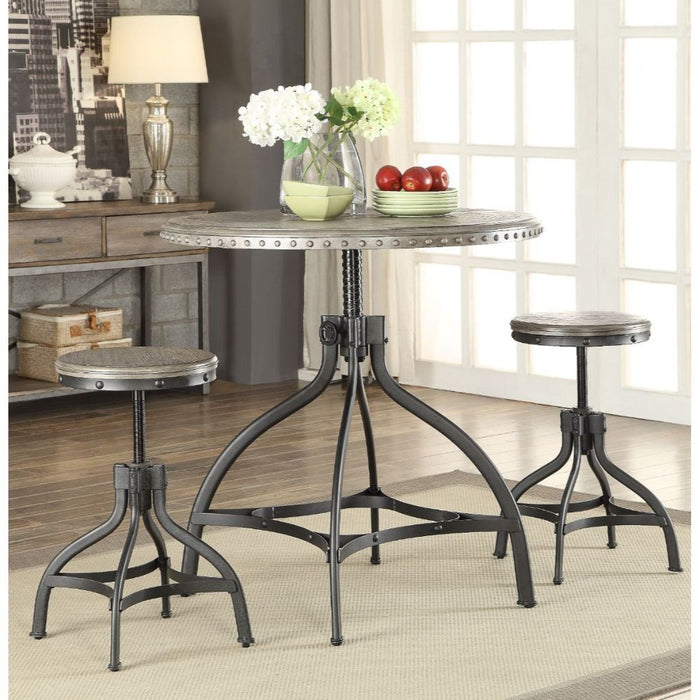 Fatima - Counter Height Set - Gray Oak & Metal