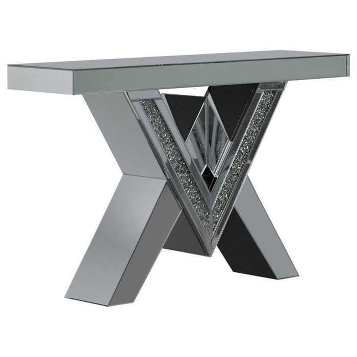 Caldwell V-shaped Sofa Table With Glass Top Silver