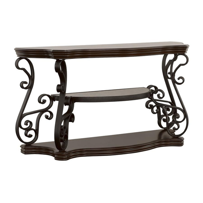 Living Room :traditional Occasional Tables - Sir Rawlinson Sofa Table Deep Merlot And Clear