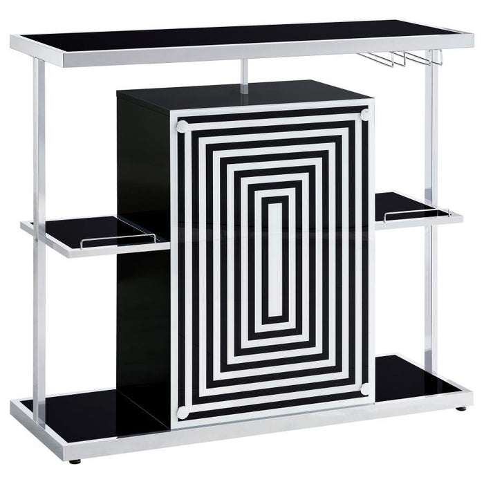 2-tier Bar Unit Glossy Black And White