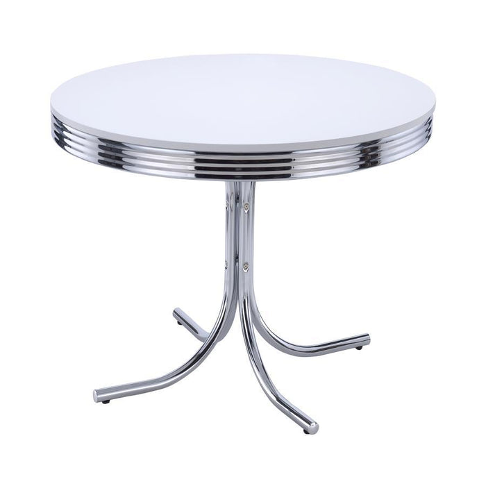 Retro Collection - Retro Round Dining Table Glossy White And Chrome