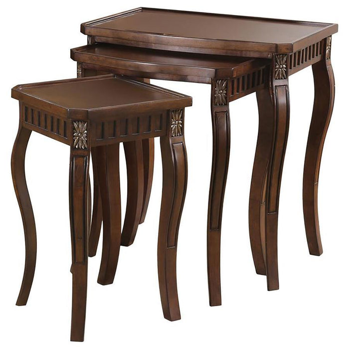 3-piece Curved Leg Nesting Tables Warm Brown