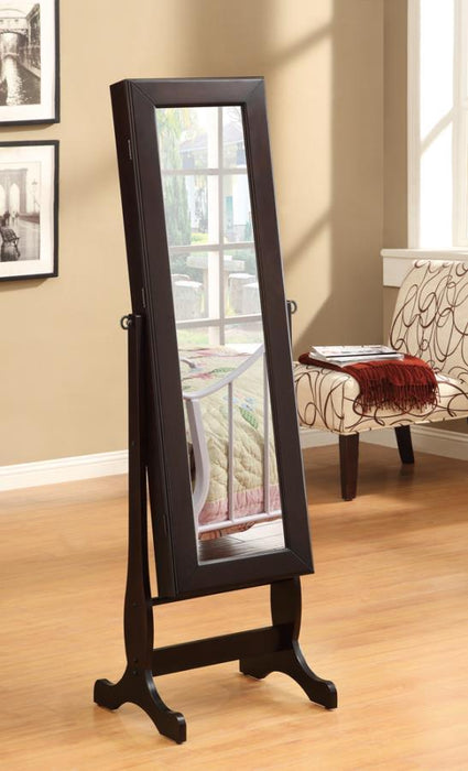 Jewelry Cheval Mirror With Drawers Cappuccino