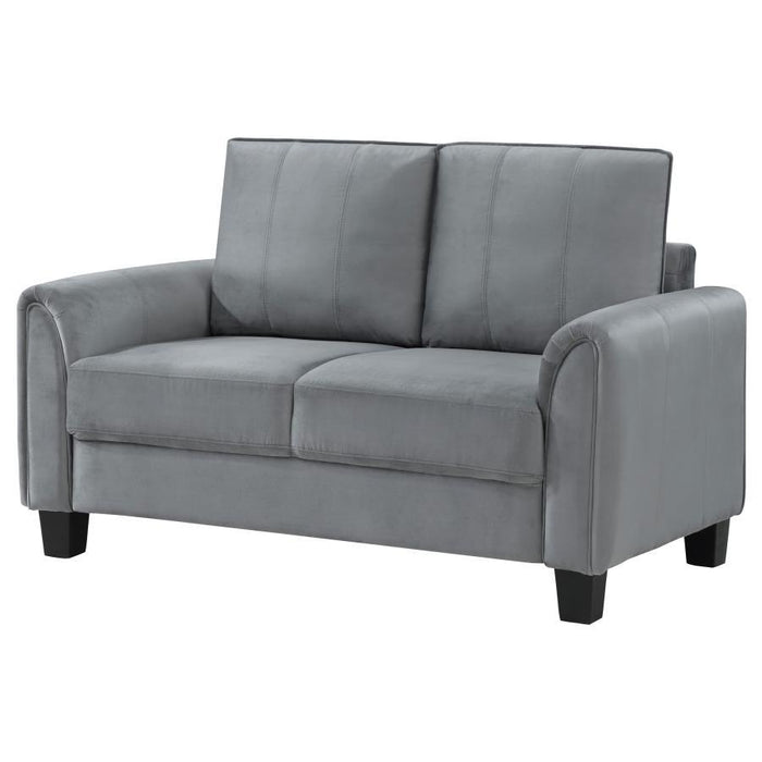 Davis - Upholstered Rolled Arm Loveseat - Grey