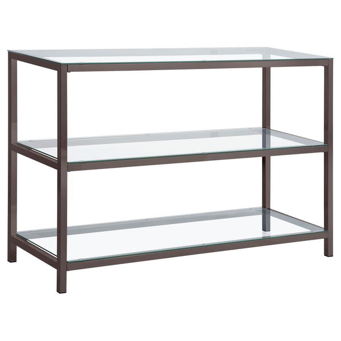 Living Room: Glass Top Occasional Tables - Ontario Sofa Table With Glass Shelf Black Nickel