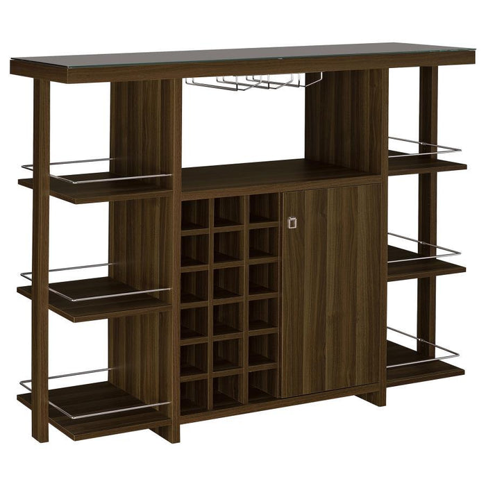 Bar Unit With Wine Bottle Storage Walnut