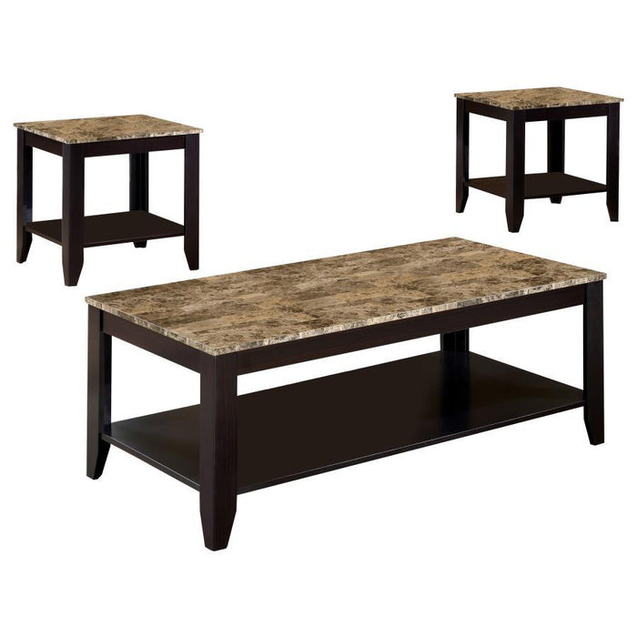 Living Room : Occasional Sets - 3-piece Occasional Table Set With Shelf Cappuccino