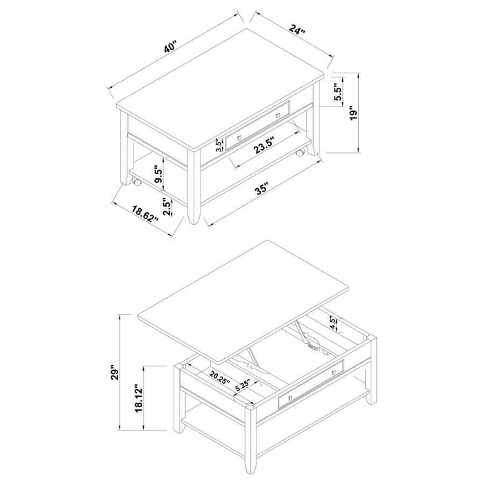 Rectangular Lift Top Coffee Table Walnut