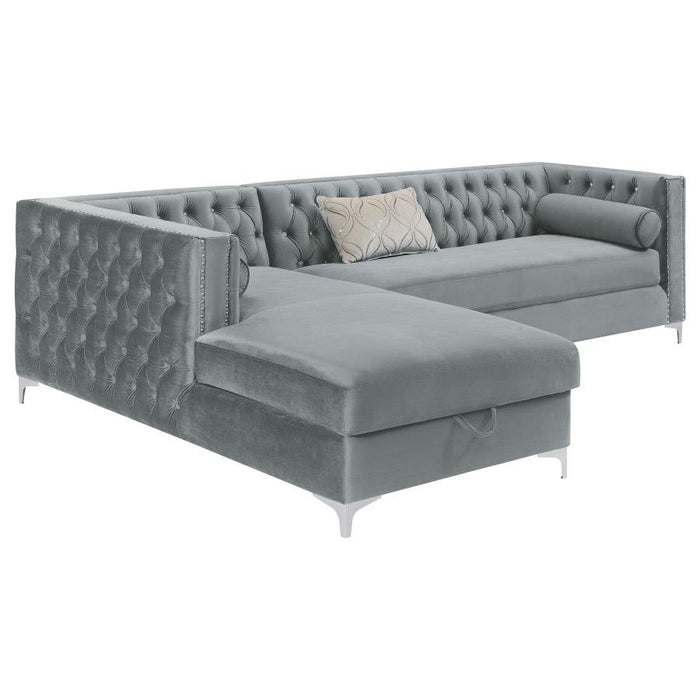 Silver - Bellaire Button-tufted Upholstered Sectional Silver