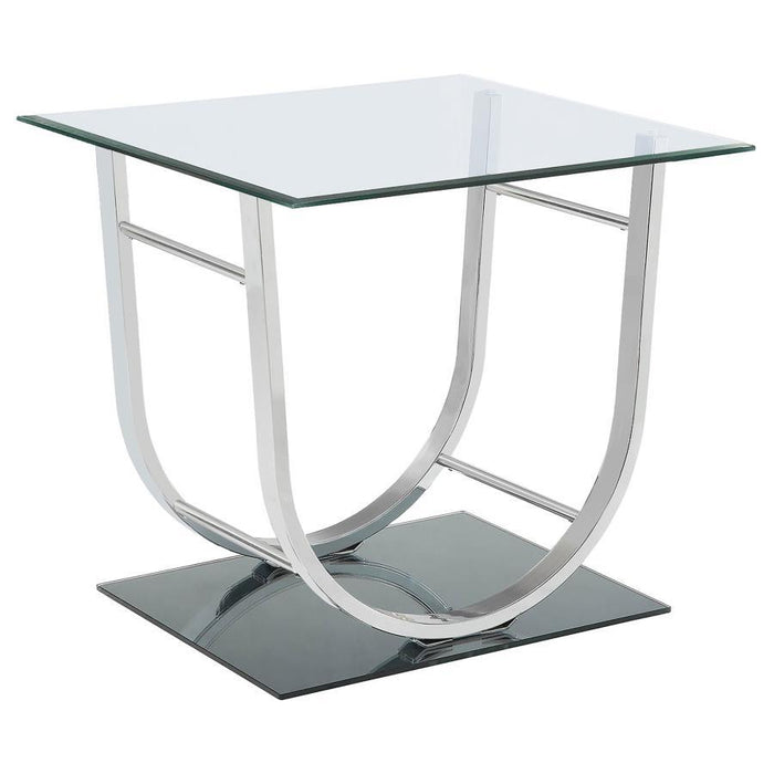 Living Room: Glass Top Occasional Tables - U-shaped End Table Chrome