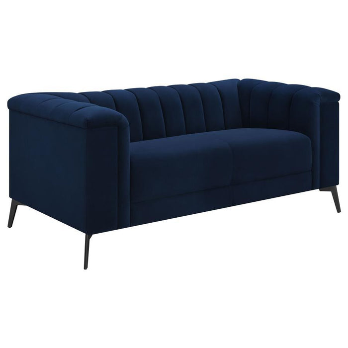 Blue - Chalet Tuxedo Arm Loveseat Blue