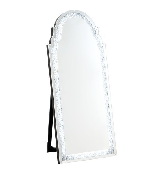 Noralie - Floor Mirror - Mirrored & Faux Diamonds - 63"