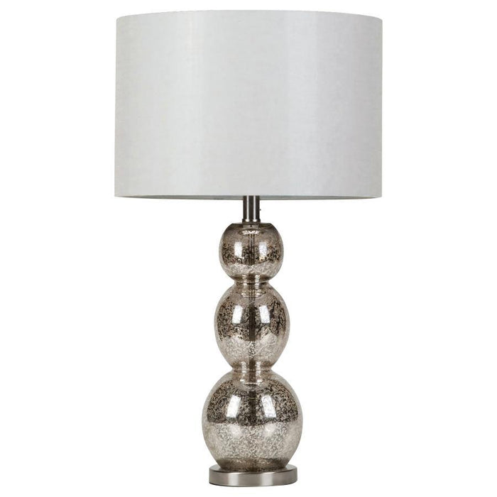 White - Drum Shade Table Lamp White And Antique Silver