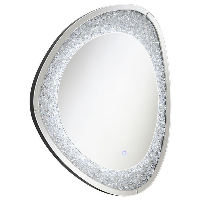 Mirage - Acrylic Crystals Inlay Wall Mirror With LED Lights - Silver