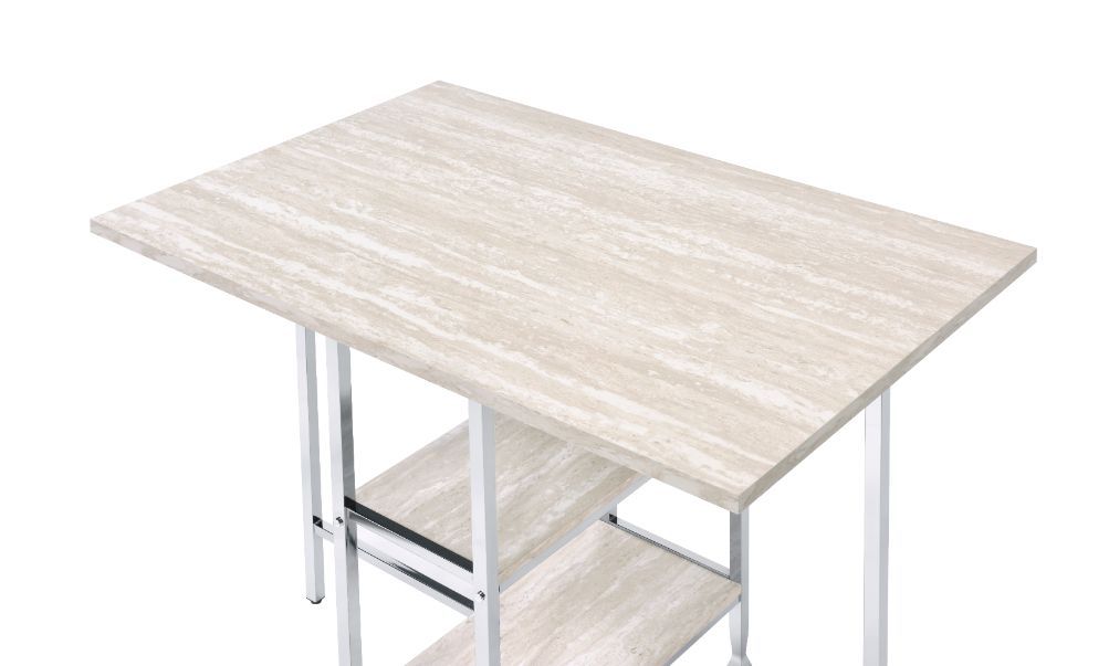 Raine - Counter Height Table - Antique White & Chrome Finish