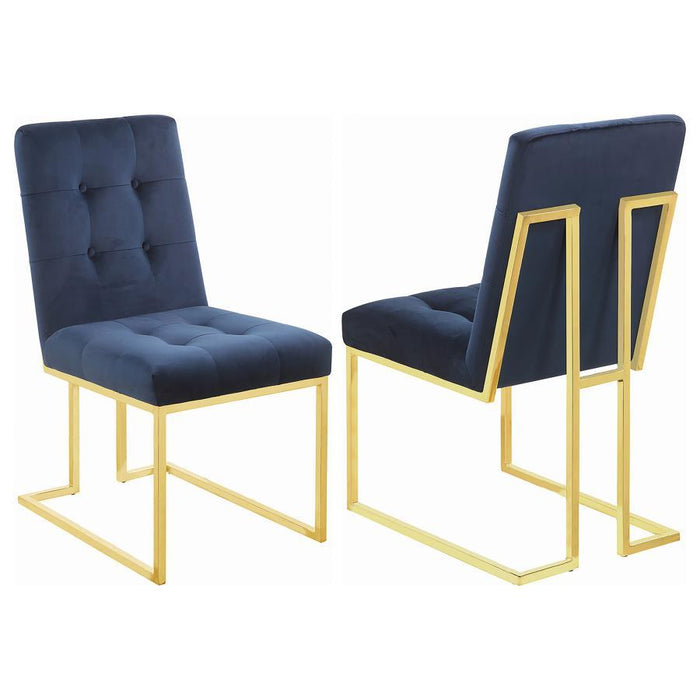 Blue - Tufted Back Side Chairs Ink Blue (Set of 2)