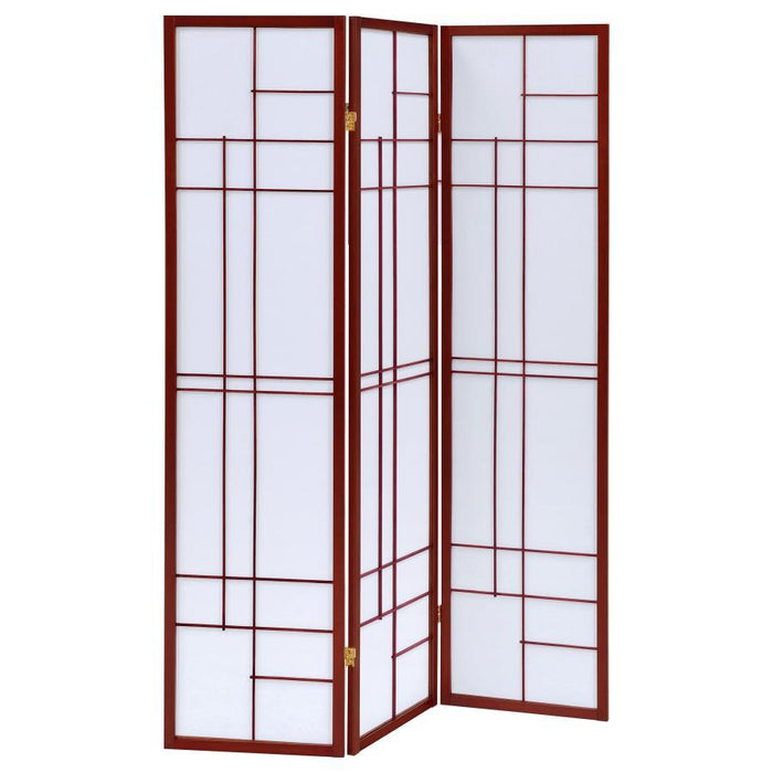 White - 3-panel Folding Floor Screen White And Cherry