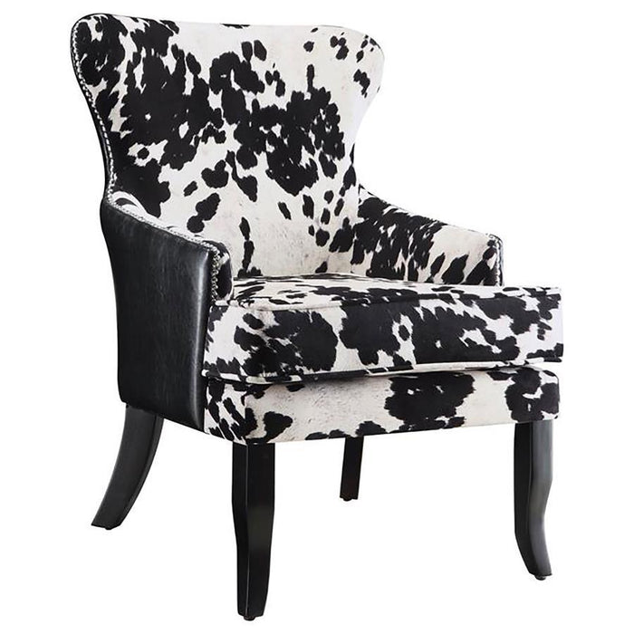 Accents : Chairs - Black+white - Cowhide Print Accent Chair Black And White