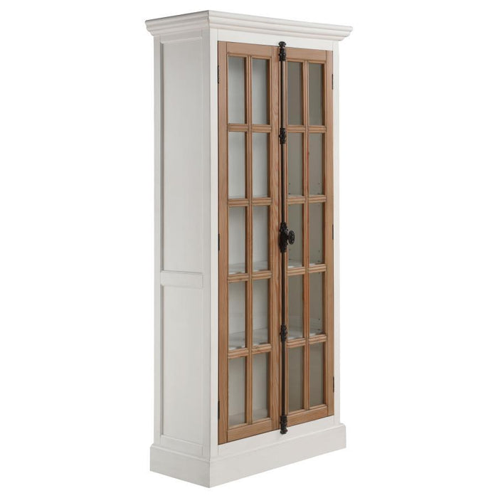 2-door Tall Cabinet Antique White And Brown