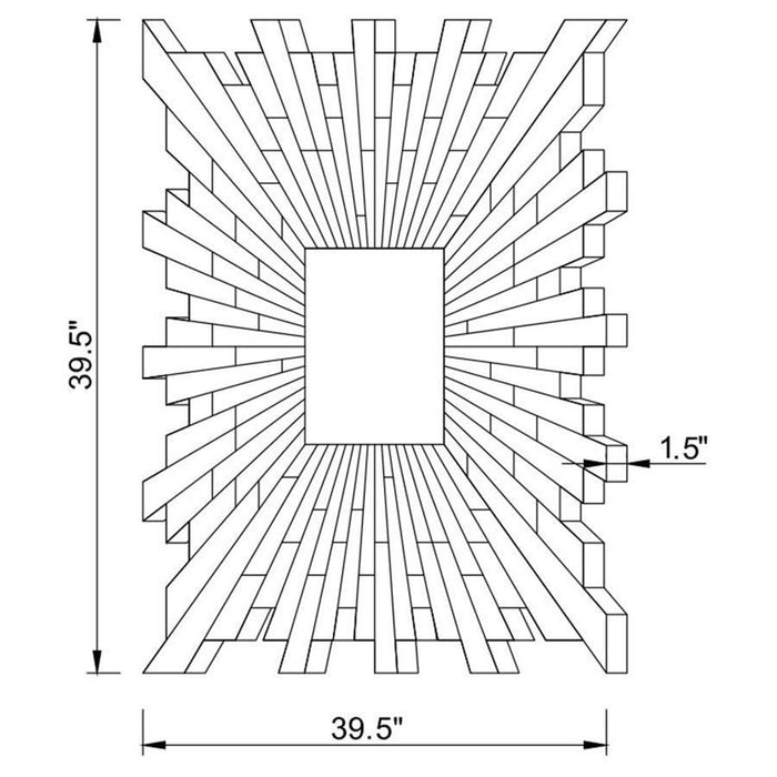 Square Sunburst Wall Mirror Silver