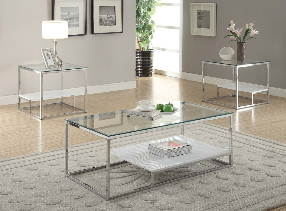 Ruben - End Table - Chrome & Clear Glass