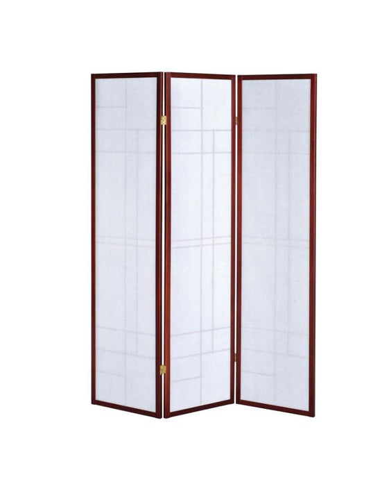 White - 3-panel Folding Floor Screen White And Cherry