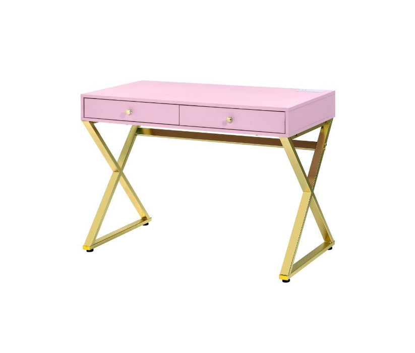 Coleen - Desk - Pink & Gold Finish