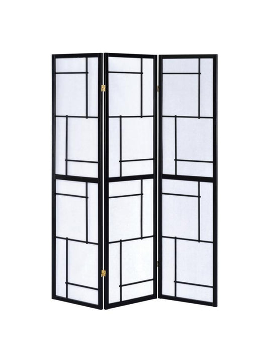 White - 3-panel Folding Floor Screen Black And White