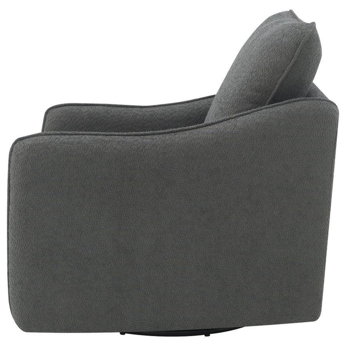 Madia - Boucle Upholstered Swivel Glider Chair - Charcoal Grey