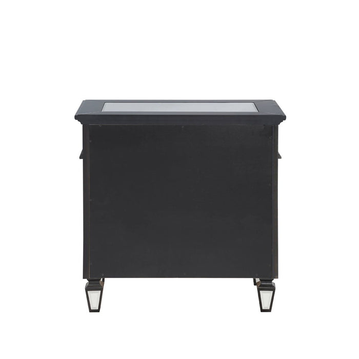 Varian II - Nightstand - Black Velvet & Black & Sliver Finish