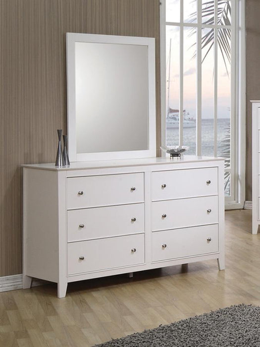 Selena Collection - Selena Rectangular Dresser Mirror White