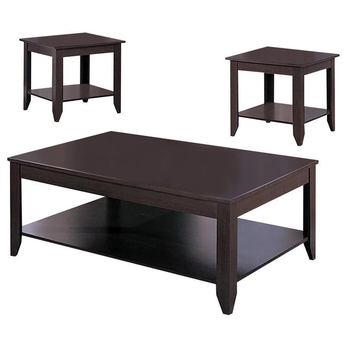 Living Room : Occasional Sets - Stewart 3-piece Occasional Table Set With Lower Shelf Cappuccino