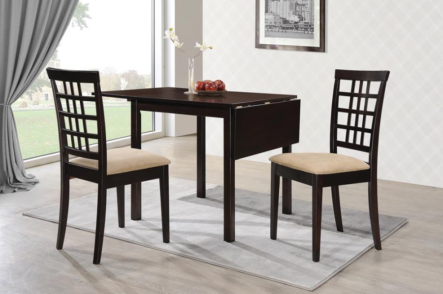 Kelso Collection - Kelso 3-piece Drop Leaf Dining Set Cappuccino And Tan