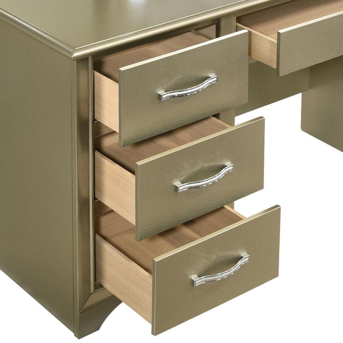 Beaumont - 7-Drawer Vanity Desk With Lighting Mirror - Champagne