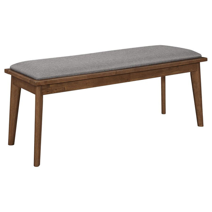 Gray - Alfredo Upholstered Dining Bench Grey And Natural Walnut